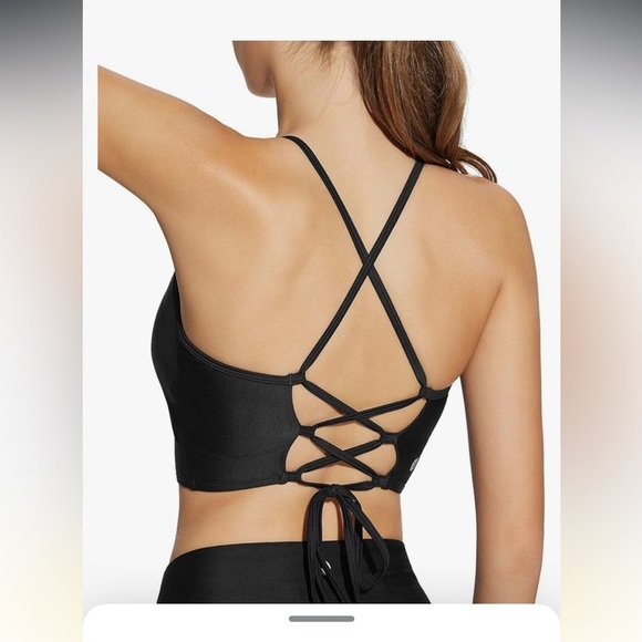 baleaf Longline Bikini Top Lace Up Crisscross Swim Crop Tops High Neck size 42 - Picture 4 of 8